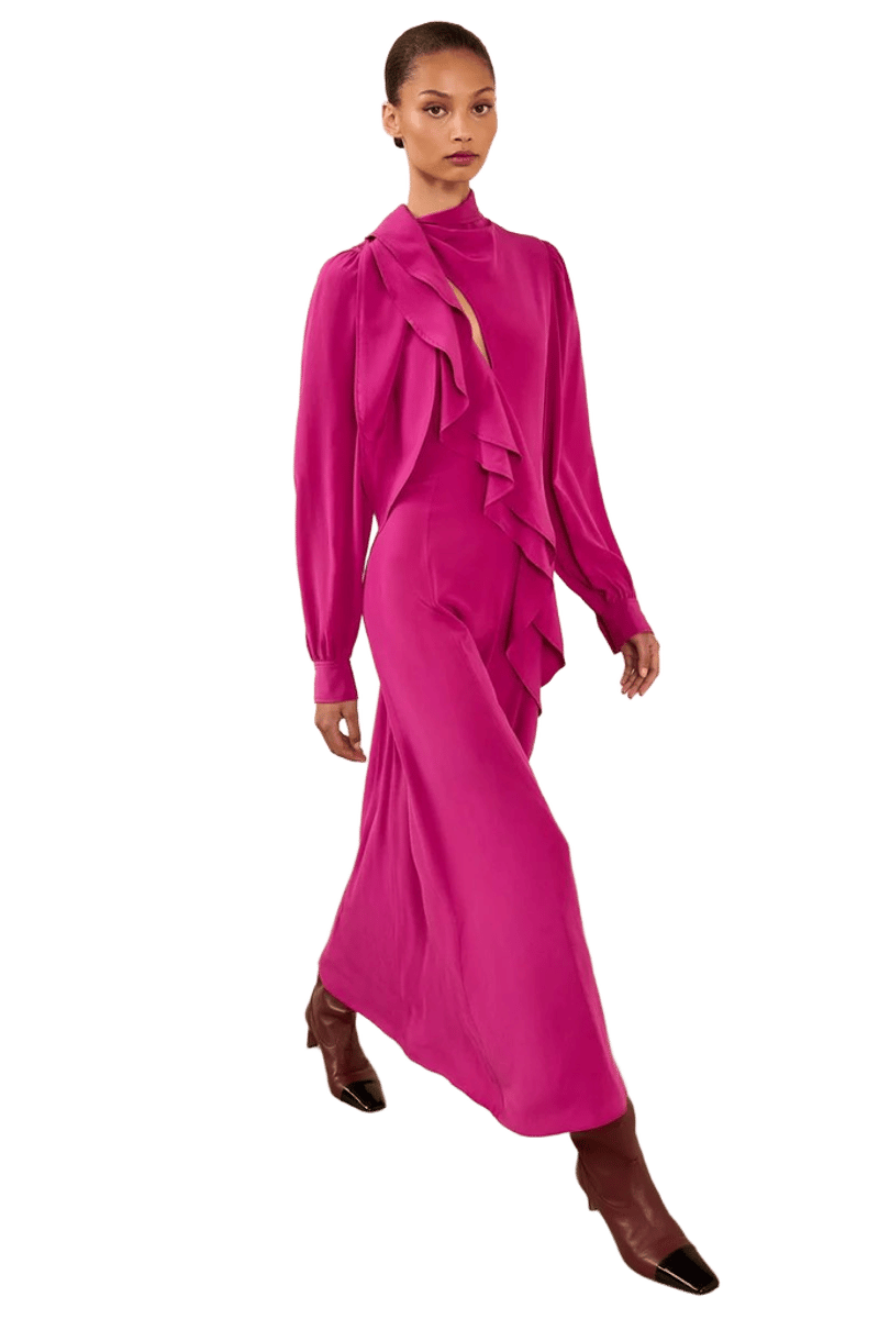 Sabrina Long Sleeve Silk Dress