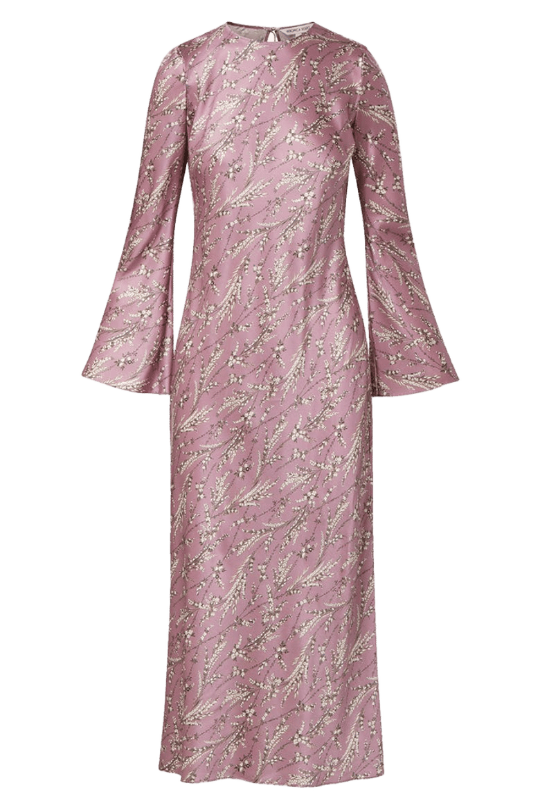 Gemma Floral Long Sleeve Silk Blend Dress