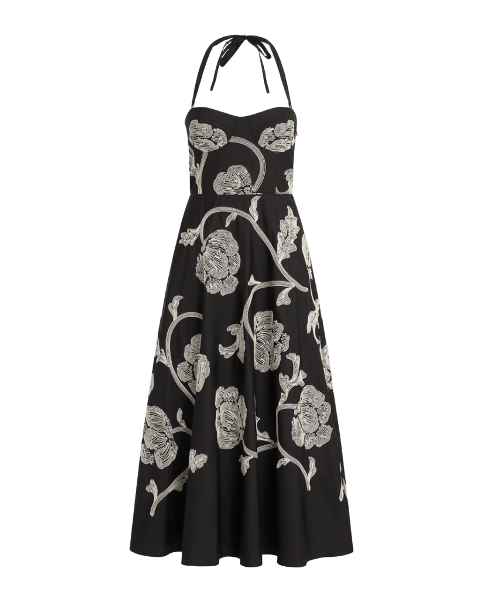 Lotty Dress with Peony Embroidery