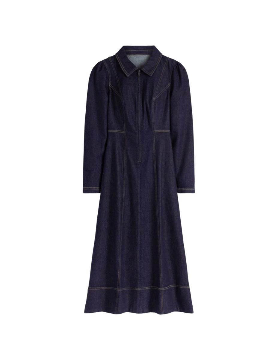 Una Collared Denim Midi Dress