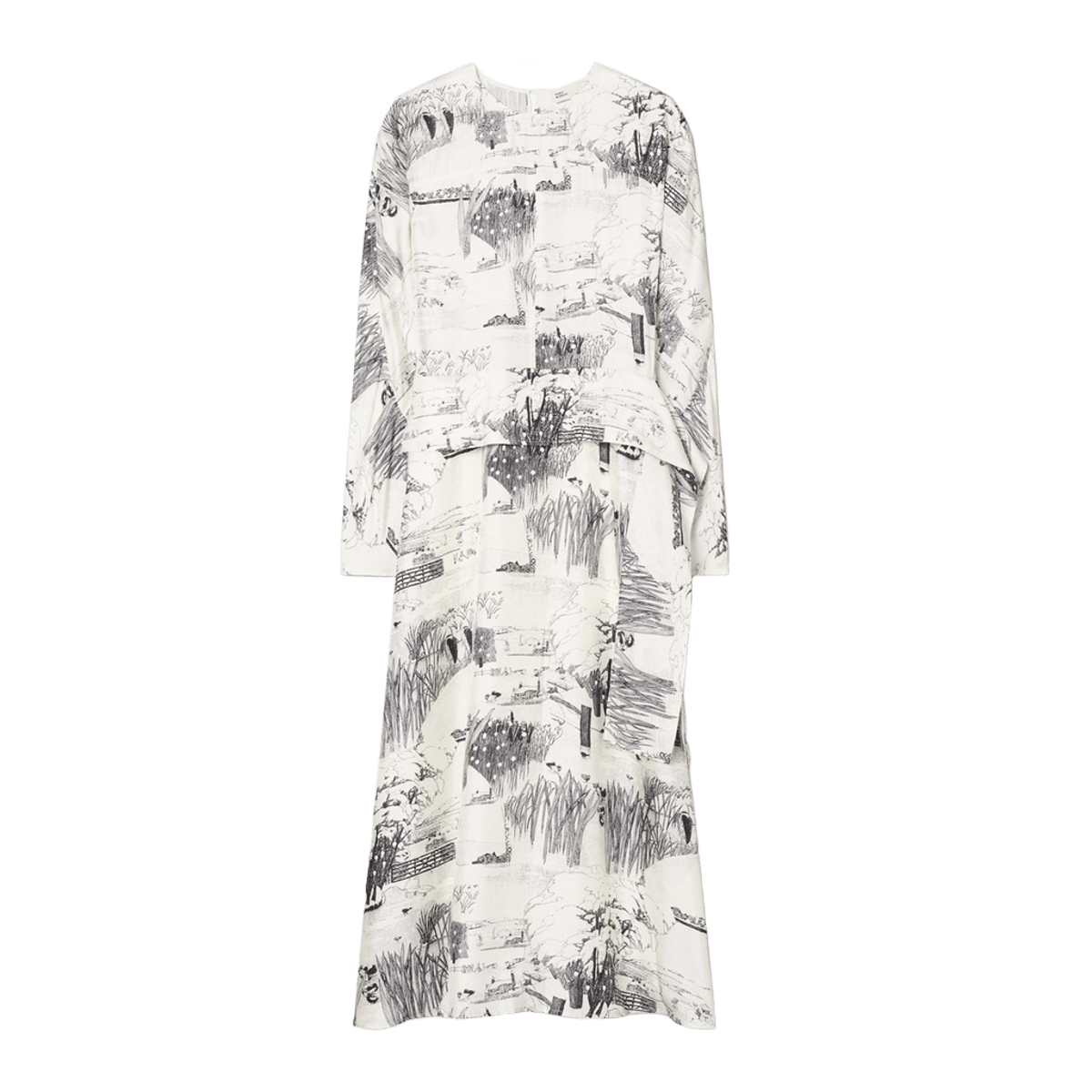 PRINTED SILK TIE-WAIST DRESS