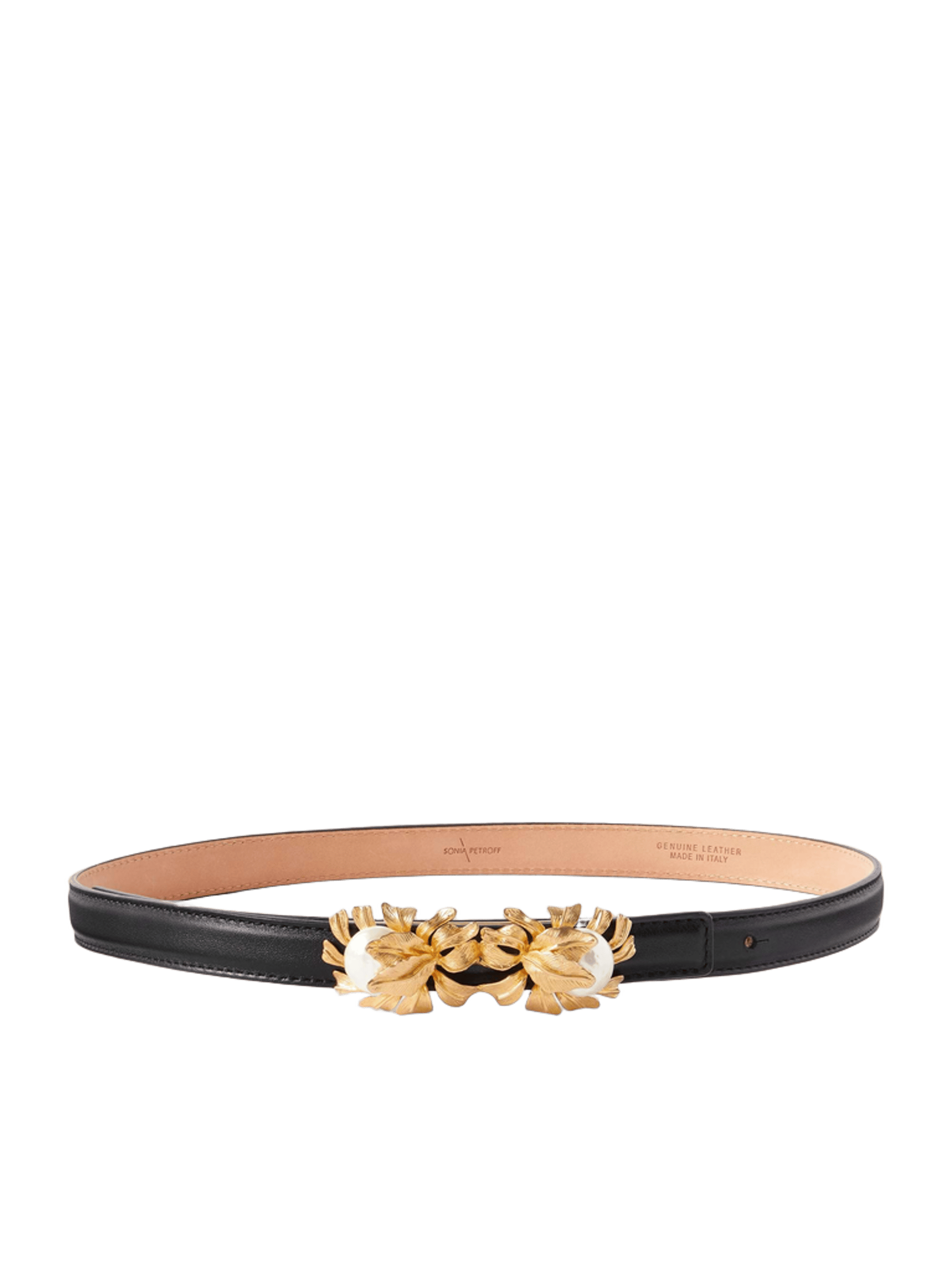 Moonflower embellished leather belt