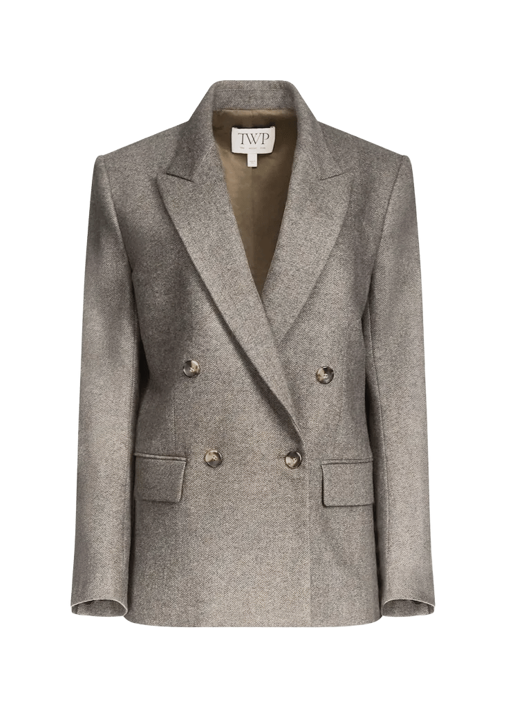 TWP Harper Double-Breasted Herringbone Blazer