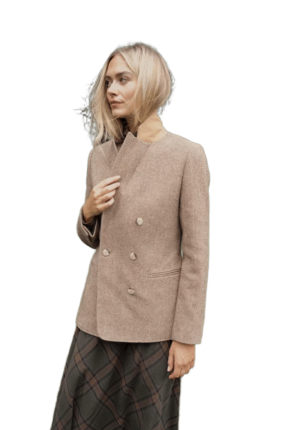 Herringbone Blazer - Chestnut
