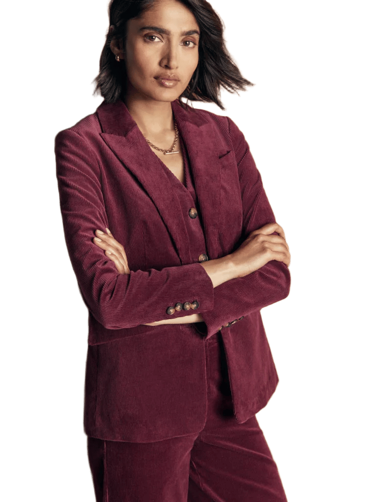 Stamford Cord Blazer-Dark Crimson