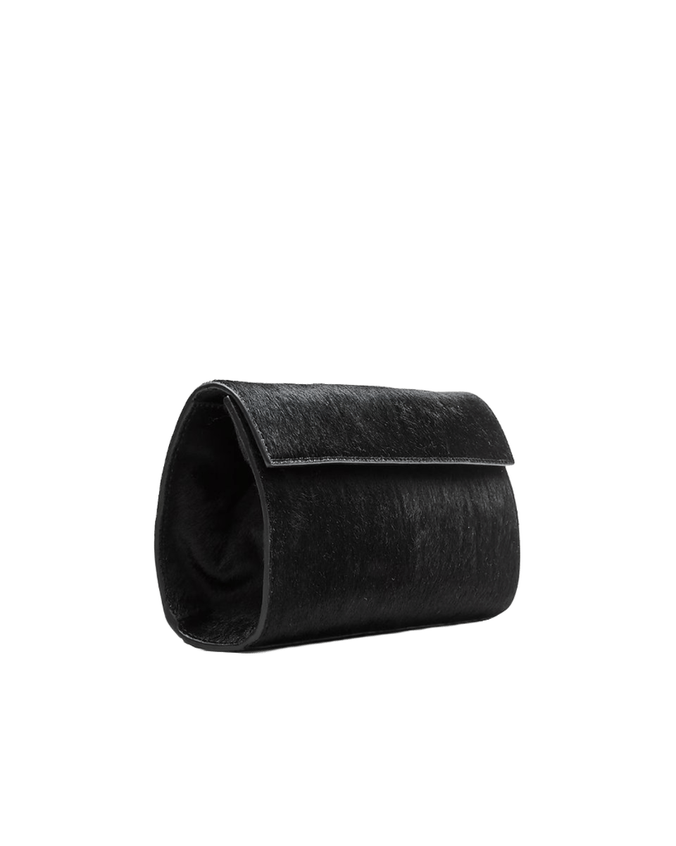 Structured clutch in calf hair