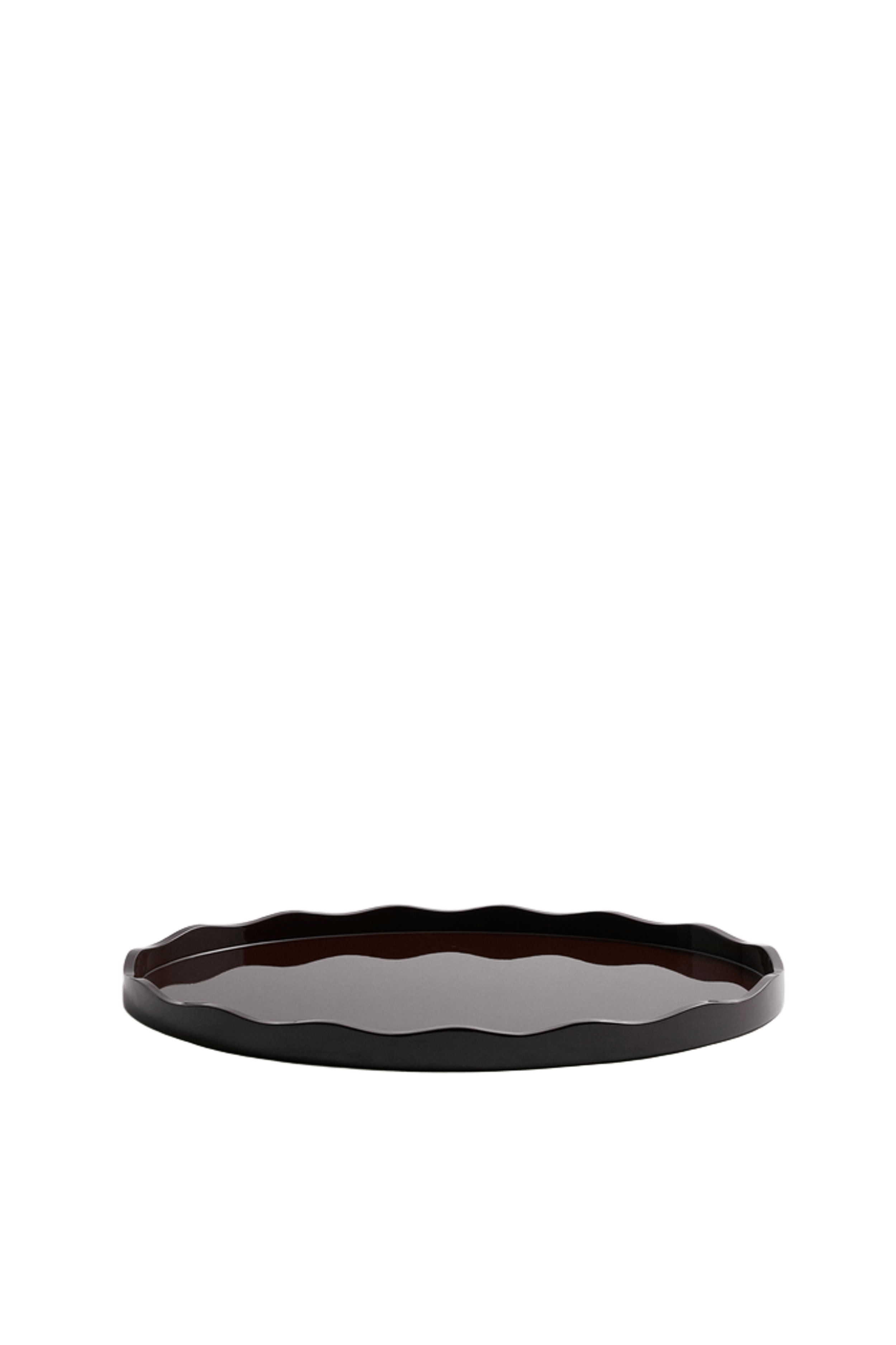 Large Scalloped Oval Chestnut Lacquer Tray