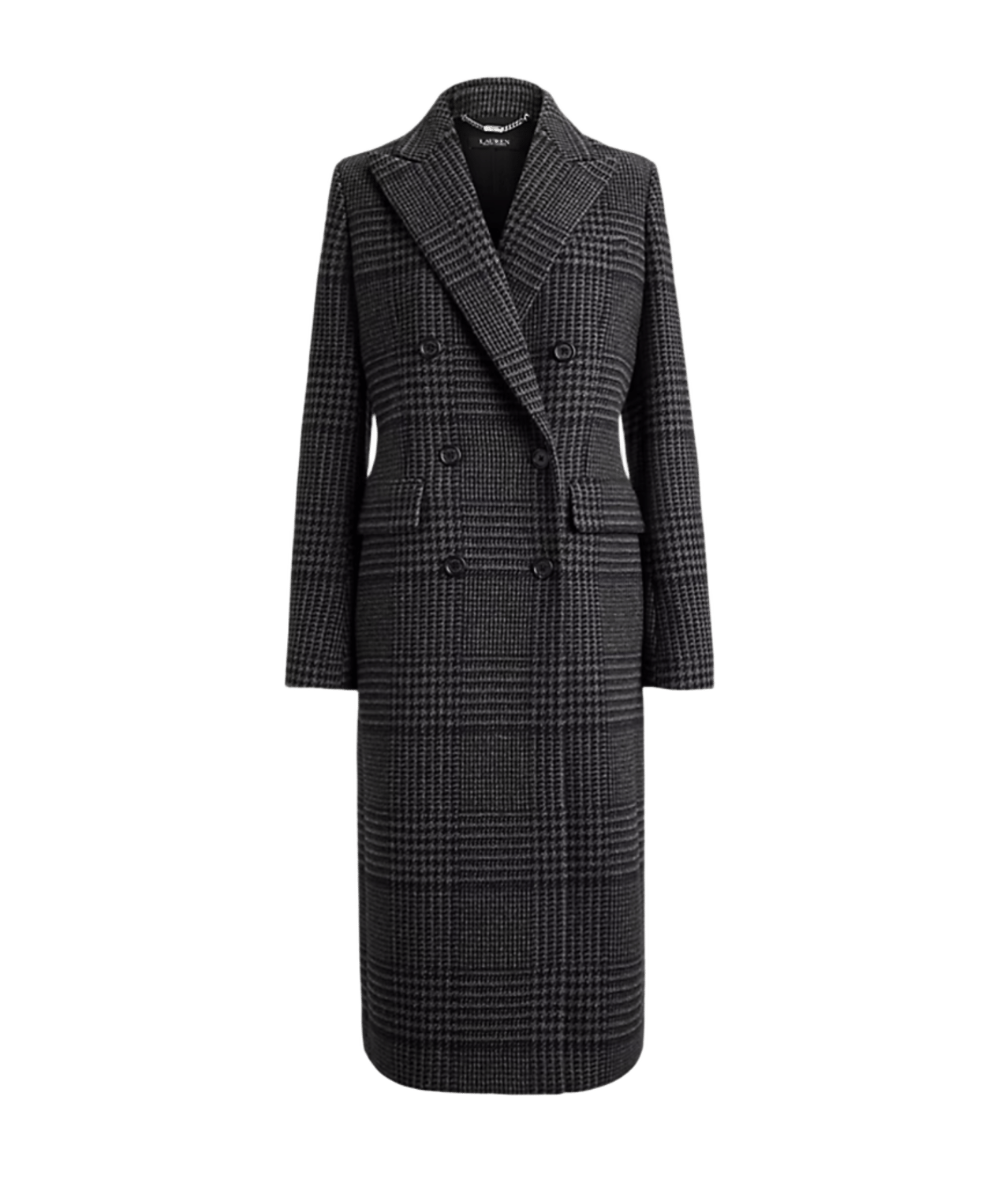 Glen Plaid Double-Breasted Coat