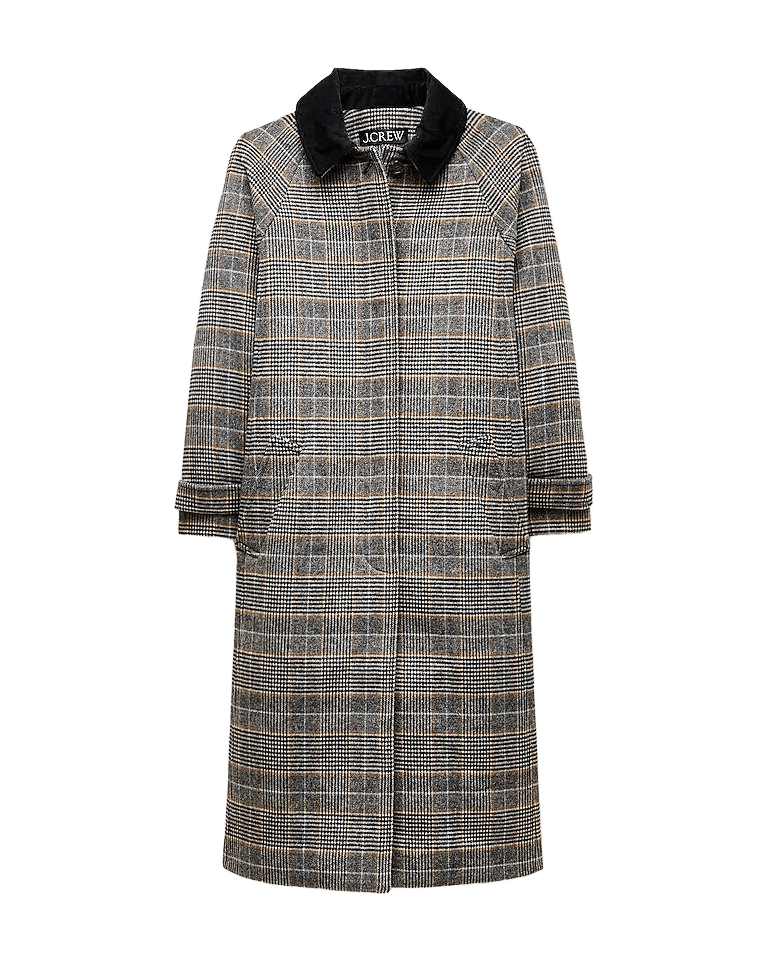 Women's long Barn Jacket™ in plaid wool blend