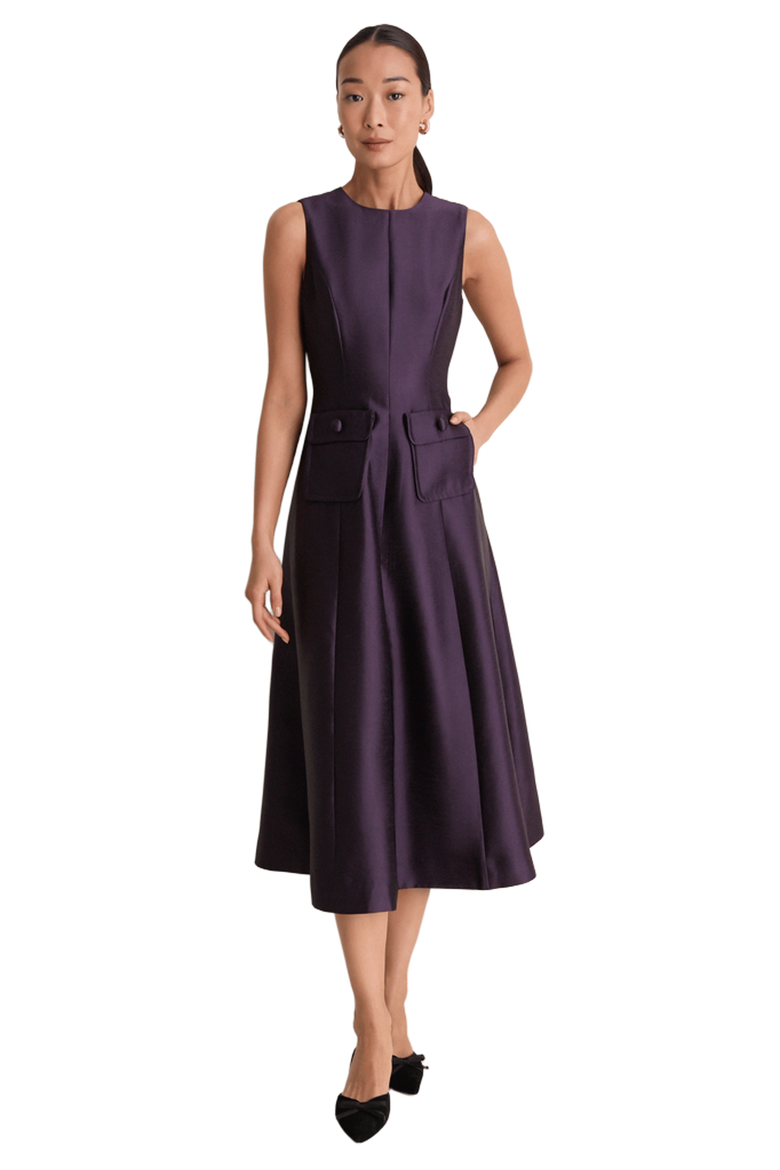Plum Dupioni Helene Dress