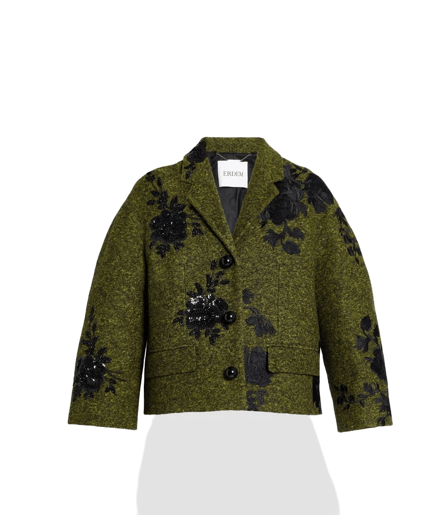 Embroidered Wool Cropped Jacket