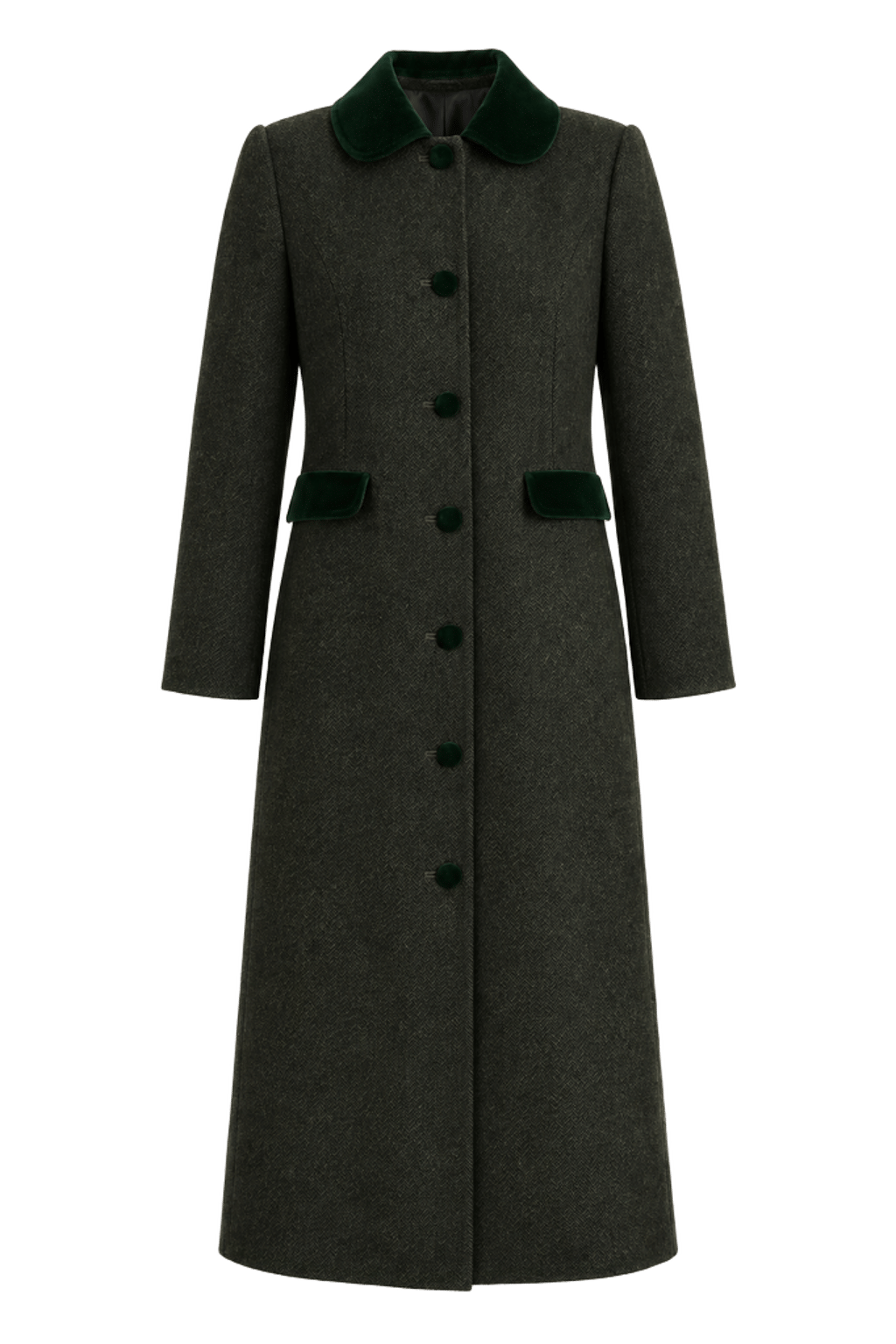 Green Herringbone Winslow Long Coat