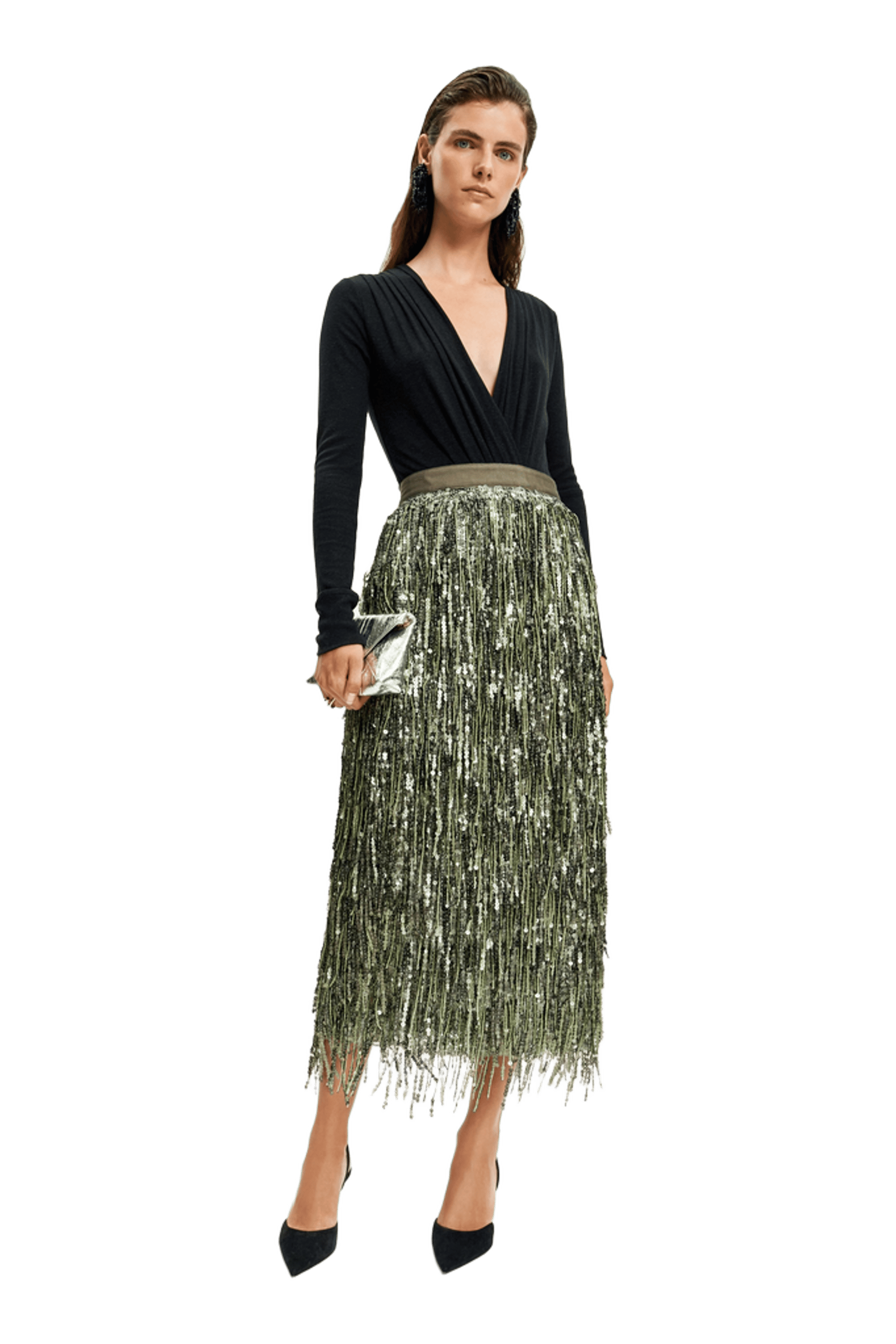 After Five Skirt (Green Moire)